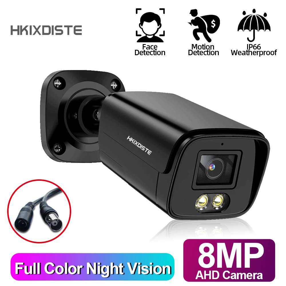 

HKIXDISTE AHD CCTV Camera 8MP Home Outdoor Full Color Night Vision Analog Video Surveillance Camera System DVR BNC XMEYE Cam