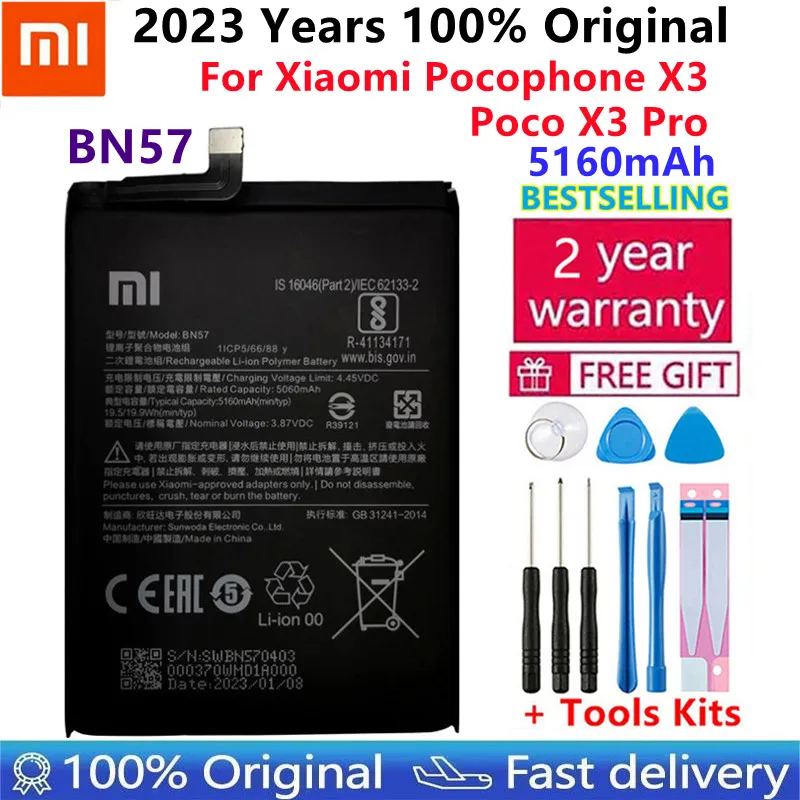100% Оригинальный аккумулятор Xiao mi BN57 5060 мАч для телефона Xiaomi Pocophone X3 Poco X3 Pro, сменные батареи
100% Оригинальный аккумулятор Xiao mi BN57 5060 мАч для телефона Xiaomi Pocophone X3 Poco X3 Pro, сменные батареи