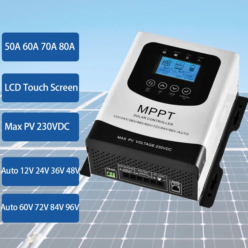 230VDC 10A 20A 30A 40A 50A 60A 80A MPPT Solar Charge Controller PV Controller Ship From EU For 12V 24V 48V 60V 72V 96V battery
230VDC 10A 20A 30A 40A 50A 60A 80A MPPT Solar Charge Controller PV Controller Ship From EU For 12V 24V 48V 60V 72V 96V battery