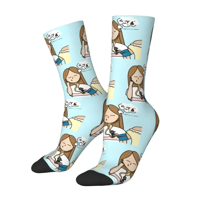 

Cool Printing Enfermera En Apuros Doctor Nurse Medical Socks for Men Women Stretchy Summer Autumn Winter Crew Socks