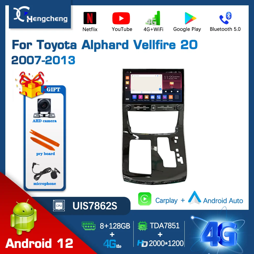 

11.6Inch Android 12 Multimedia Player For Toyota Alphard Vellfire 20 2007-2013 GPS Navigation Car Stereo Auto Radio 4G Carplay