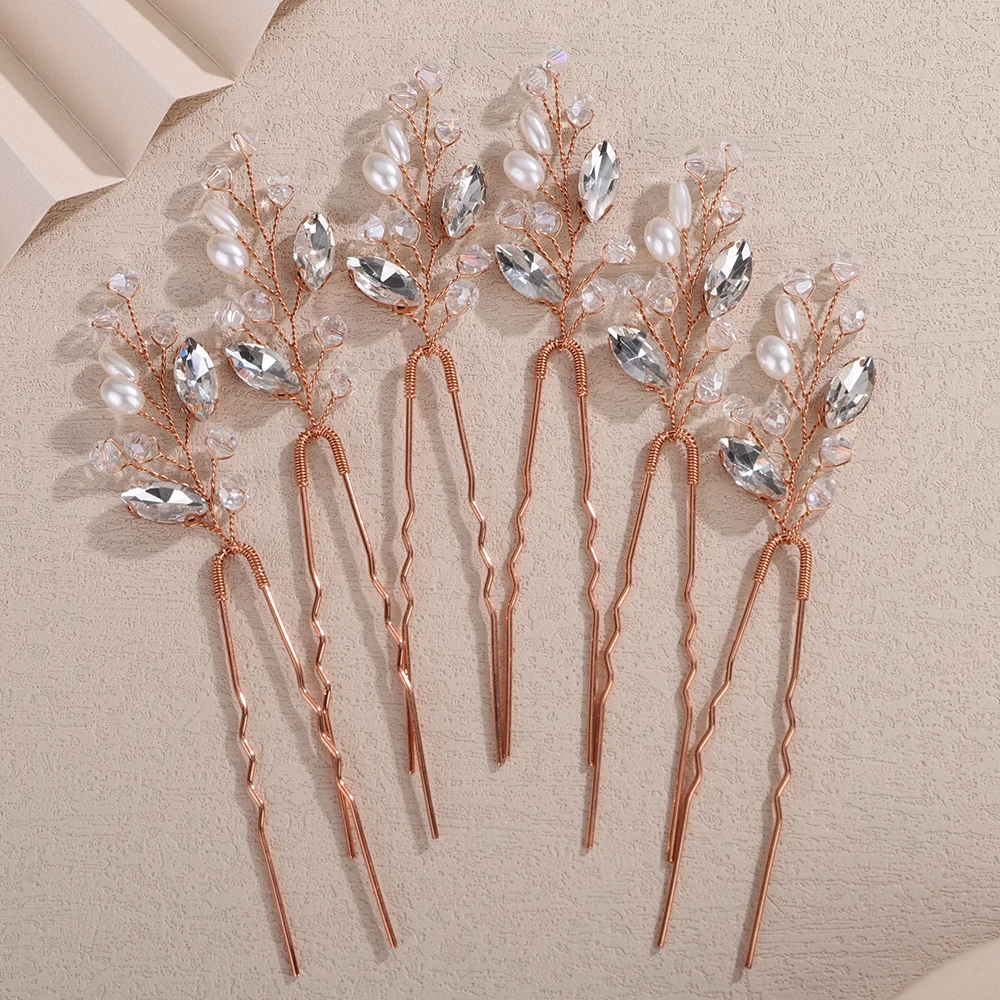 6PCS Crystal Wedding Hair Accessories Pearl Rhinestone Hair Pins for Women Bridal Headpiece 10Color Bride Party Hairpins Jewelry 21 Sf945fc2664f94e8293014811b7e3d684q