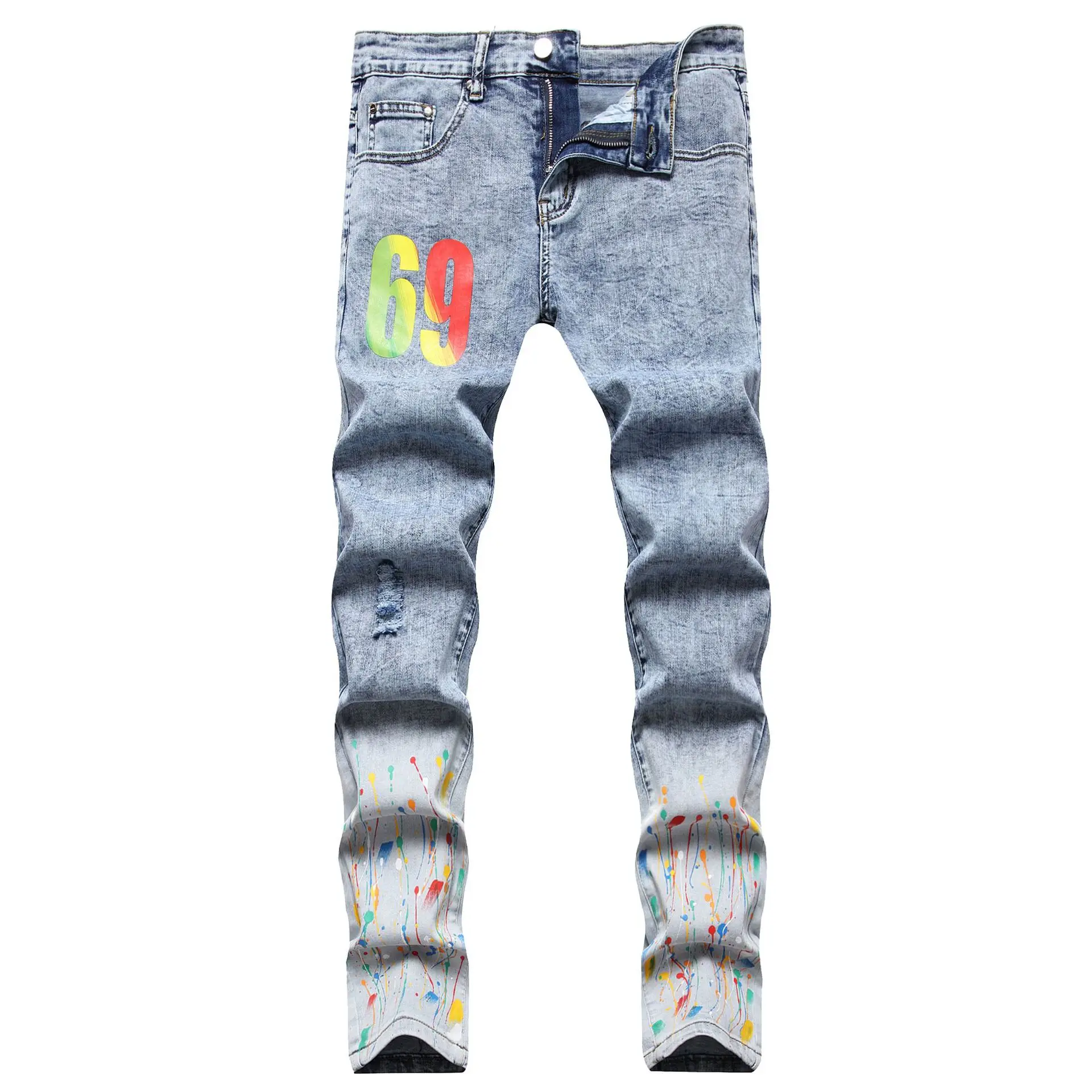 Men's fashion jeans trendyol streetwear Punk calca rock motorcycl ripped paint printed jeans for men
Men's fashion jeans trendyol streetwear Punk calca rock motorcycl ripped paint printed jeans for men