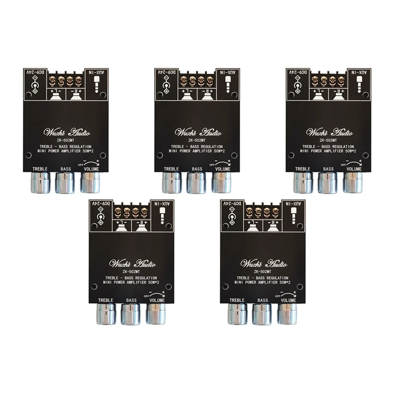 

5X ZK-502MT Bluetooth 5.0 Subwoofer Amplifier Board 2.0 Channel High Power Audio Stereo Amplifier Board 2X50W Bass AMP