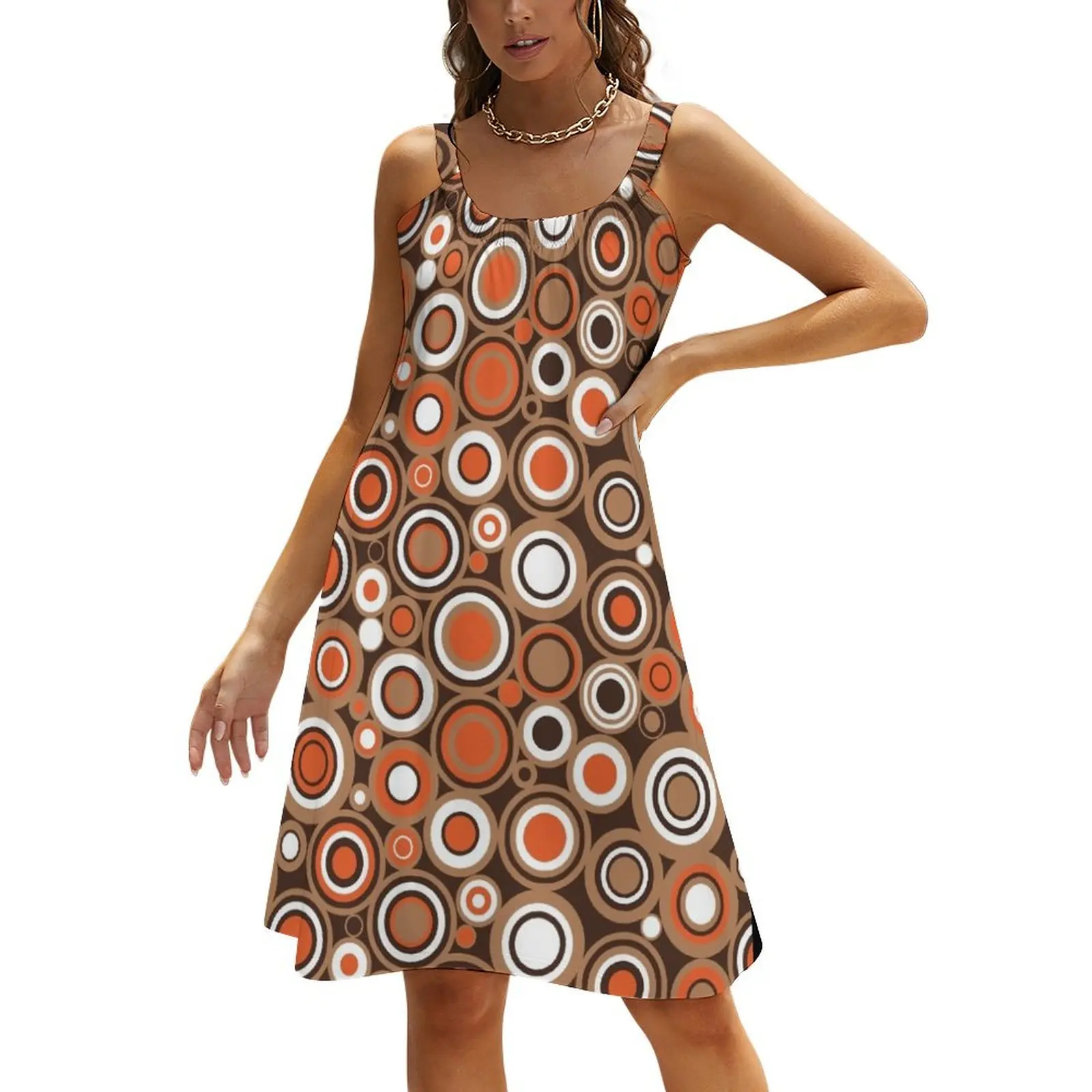 Orange, White and Brown Circle Retro Pattern Beach Sling Skirt long dress women elegant party dresses for women 2024
Orange, White and Brown Circle Retro Pattern Beach Sling Skirt long dress women elegant party dresses for women 2024
