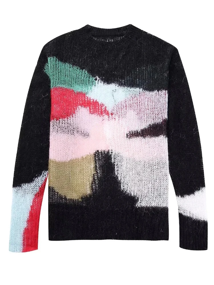 Chic Lady Autumn Elegant Knitted Patchwork Print Hollow Out Loose Pullover Tops Womens Casual O-Neck Long Sleeve Long Sweaters
Chic Lady Autumn Elegant Knitted Patchwork Print Hollow Out Loose Pullover Tops Womens Casual O-Neck Long Sleeve Long Sweaters