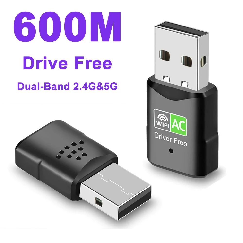 

600Mbps Mini USB WiFi Adapter Wireless Network Card Free Driver Dual Band 2.4/5GHz Lan WiFi Dongle For Desktop Computer Laptop