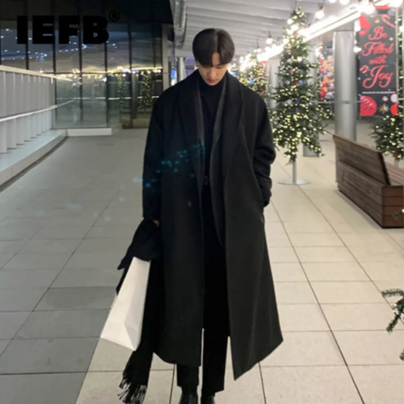 

Версии шерстяная куртка Корейская универсальная Повседневная ветровка средней длины мужское весенне-осеннее Свободное пальто выше колена в британском стиле