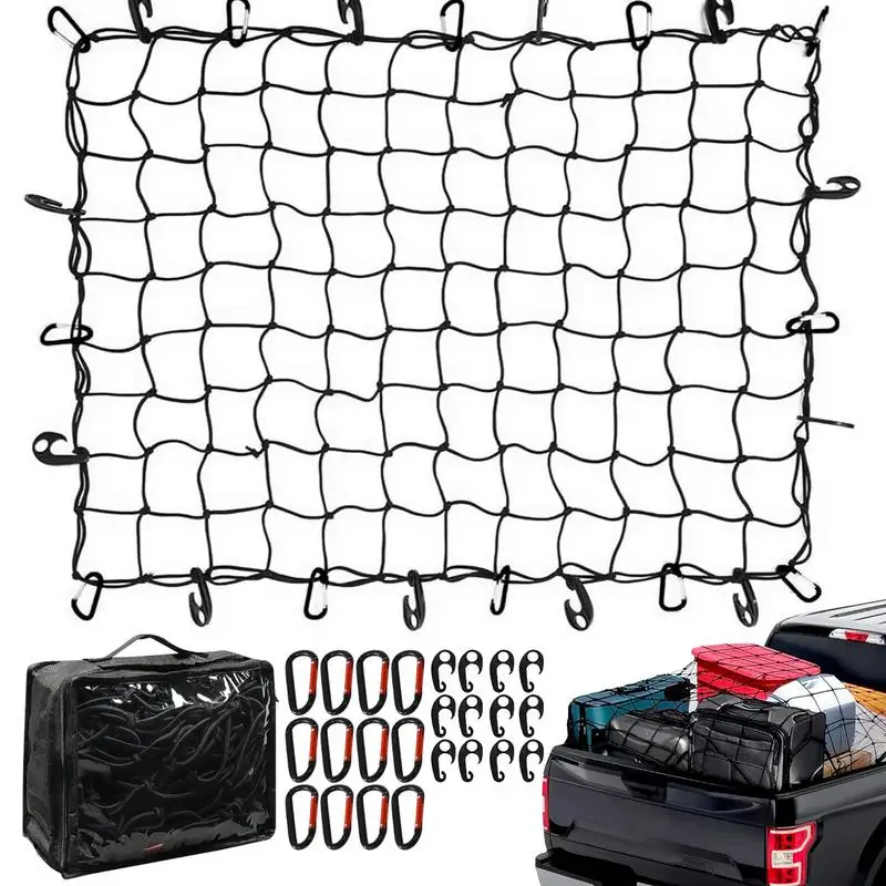 

Car Stretchable Luggage Net Trunk Luggage Storage Cargo Organizer 4x6ft 180x120cm Truck Roof Rack Net Auto Mesh Net With Hooks