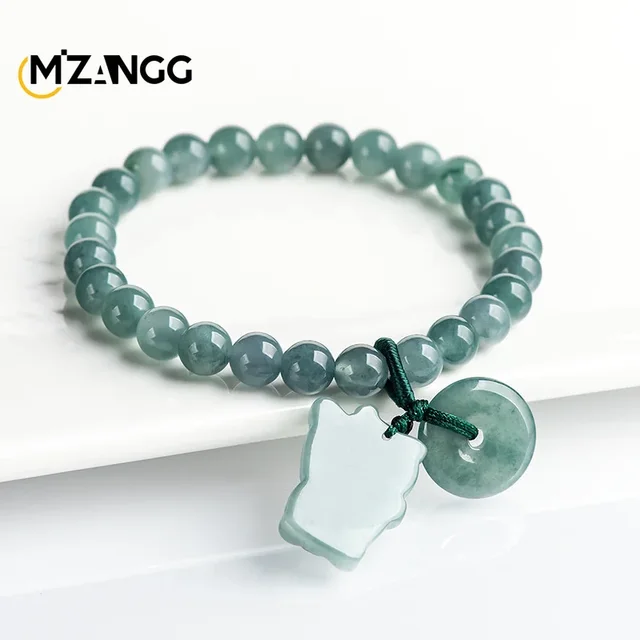 Bracelet en jadéite naturelle tissée à la main pour hommes et femmes, eau bleue, fortune, chat, paix, UL, luxe, bijoux fantaisie, A Goods 2