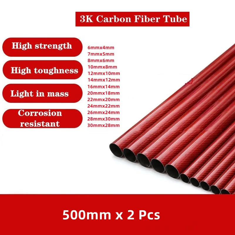 2 Pcs 500mm Red 3K True Carbon Fiber Tube High Composite Hardness Material Glossy For RC Model Airplane
2 Pcs 500mm Red 3K True Carbon Fiber Tube High Composite Hardness Material Glossy For RC Model Airplane