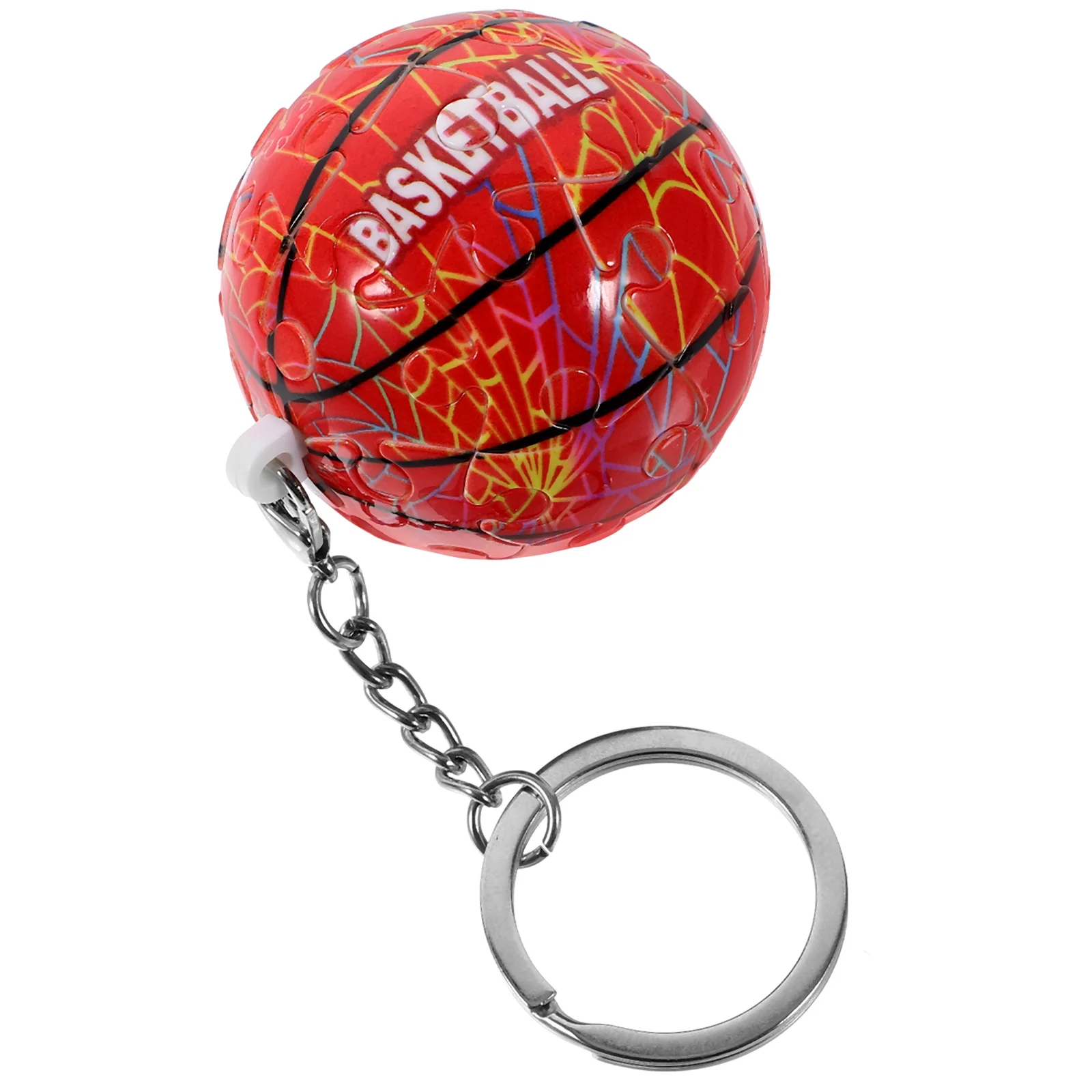 

Basketball Puzzle Pendant Keychains Fob Three-dimensional Modeling Sports Themed Plastic DIY Lovers Ring