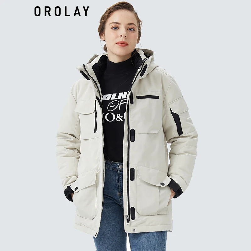 

Orolay Women's Multiple Pockets Puffer Jacket with Removable Hood