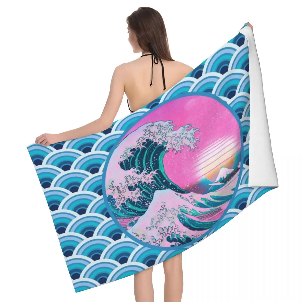 

Personalized Quick Dry Microfiber Bath Beach Towel Super Soft Katsushika Hokusai Yoga Shower Towels