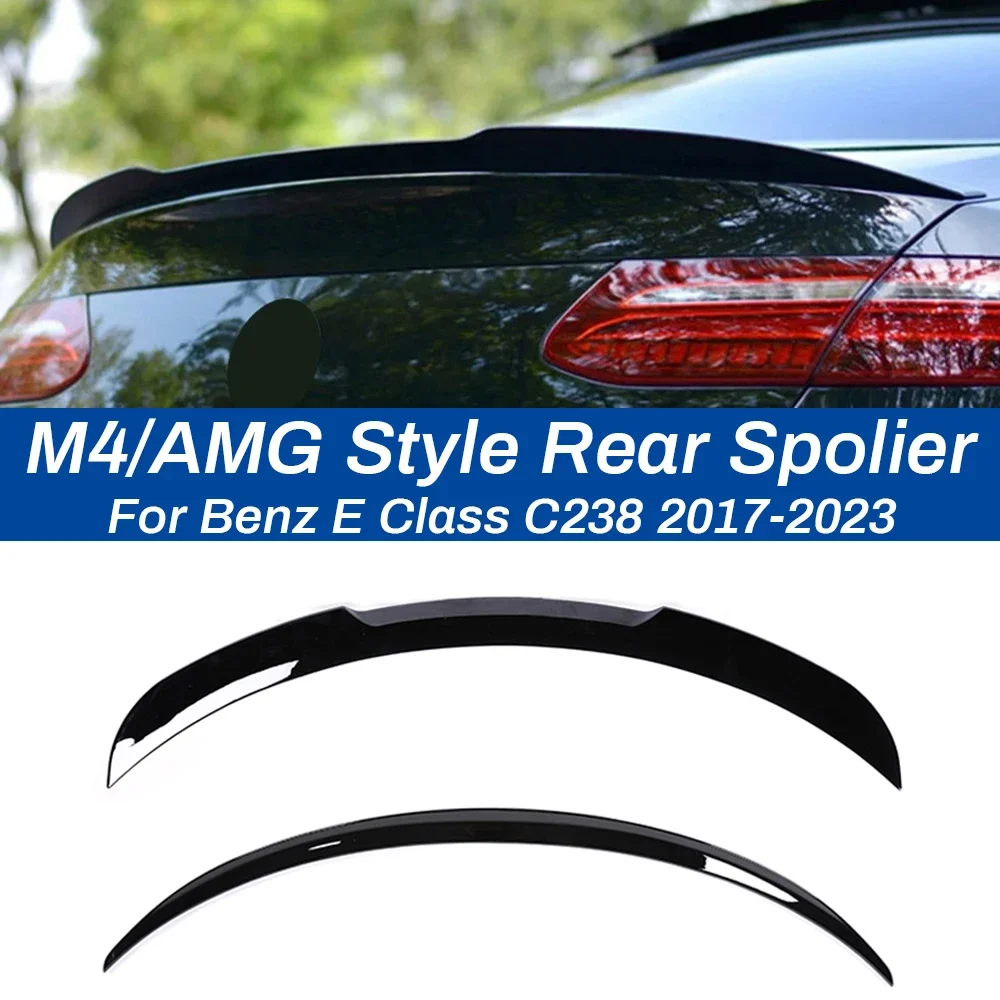 

For Mercedes Benz E Class Coupe C238 Boot Deflector E53 AMG M4 Style Carbon Fiber Look Rear Trunk Spoiler Gloss Black Wings