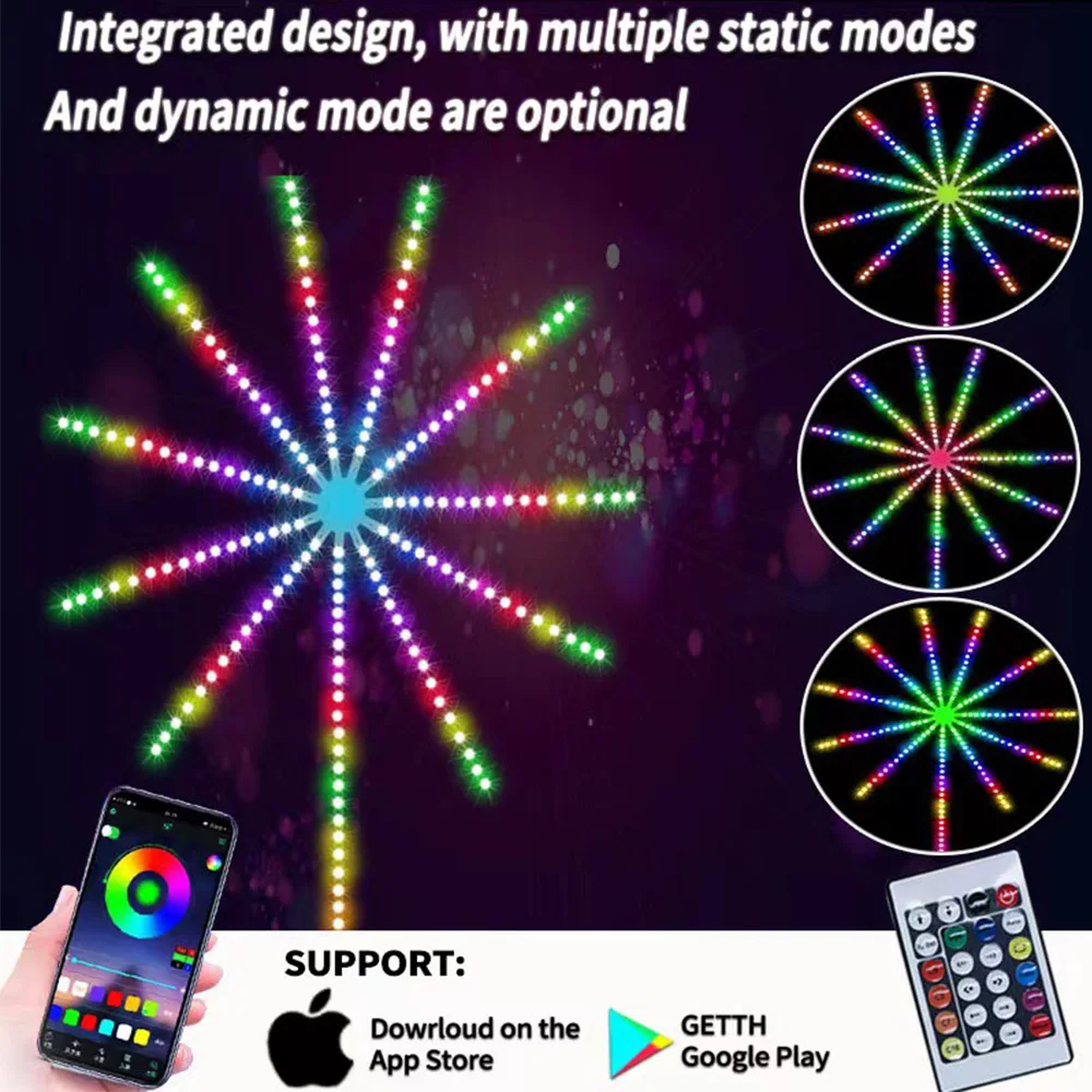 

Firework Lights Led Phantom Colour Music Sound Control LED Strip Running Water Full Colour Star Festival Decoration Ambient Lamp
