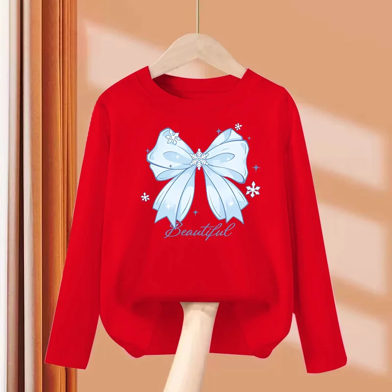 الربيع والخريف القوس تي شيرت للطفل الفتيات طويلة الأكمام ملابس علوية من القطن موضة ملابس مطبوعة للأطفال 3-14T تيز الربيع والخريف القوس تي شيرت للطفل الفتيات طويلة الأكمام ملابس علوية من القطن موضة ملابس مطبوعة للأطفال 3-14T تيز