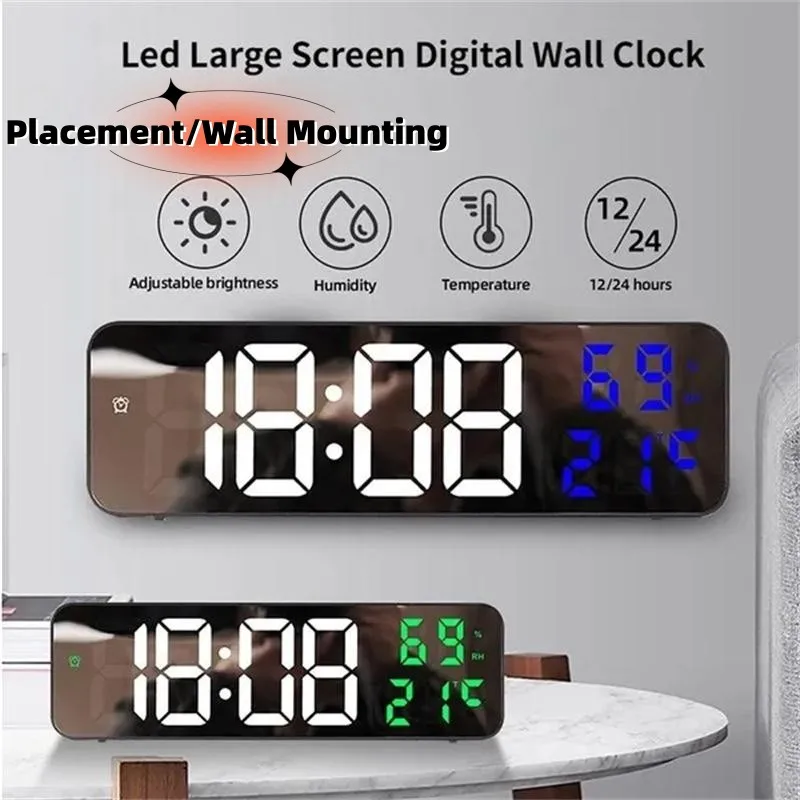 LED Digital Mirror Clock Adjustable Brightness Temperature Humidity Date Display Alarm Clock USB for Living Room Decoration
LED Digital Mirror Clock Adjustable Brightness Temperature Humidity Date Display Alarm Clock USB for Living Room Decoration