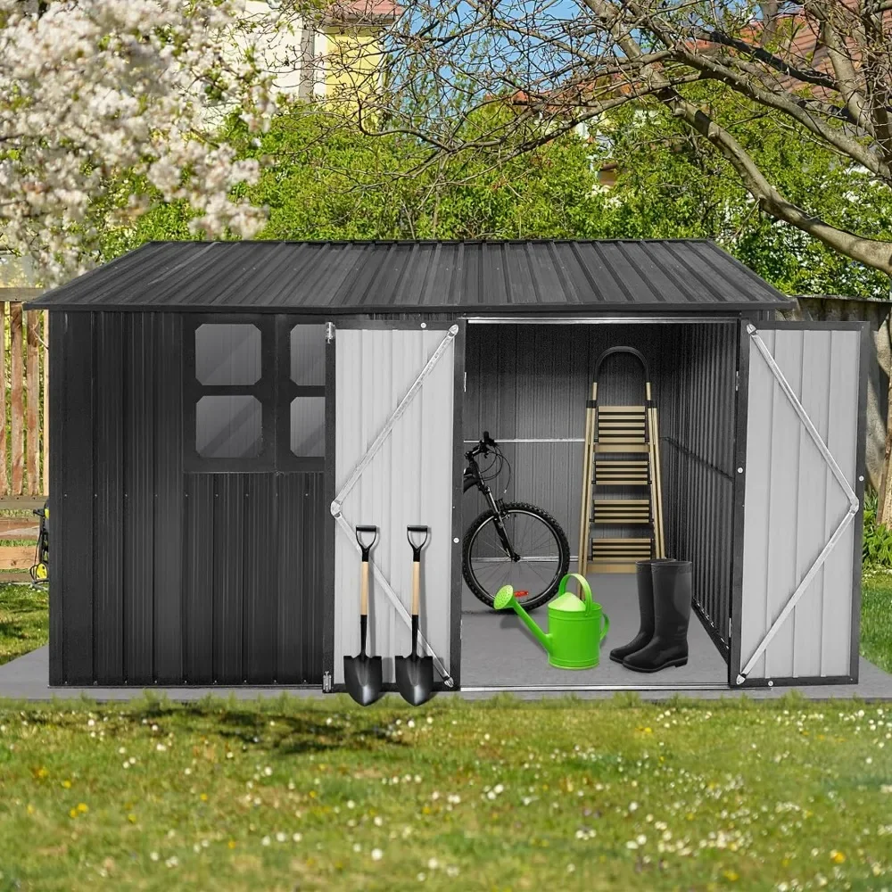 Outdoor Storage Shed with Window, Large Garden Shed with Updated Frame Structure and Lockable Doors, Metal Tool Sheds
Outdoor Storage Shed with Window, Large Garden Shed with Updated Frame Structure and Lockable Doors, Metal Tool Sheds