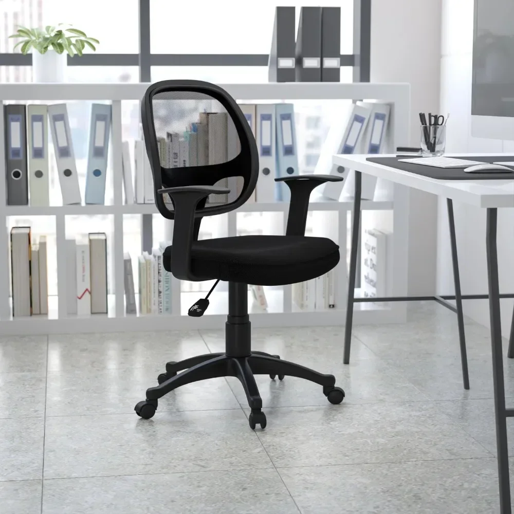 

Mid-Back Black Mesh Swivel Ergonomic Task Office Chair With T-Arms - Desk Chair Freight Free Armchair Bed Chaise Salle a Manger