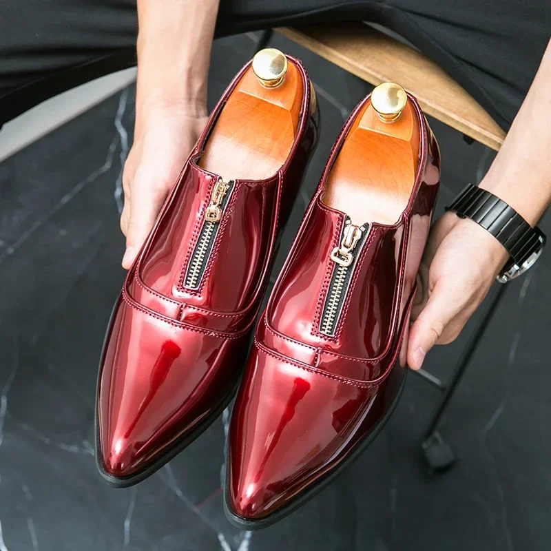 Men High Heels PU Multi-color Pointed Zipper Cuffed Fashion Banquet Shoes Comfortable Business Casual Shoes Large Sizes 38-46
Men High Heels PU Multi-color Pointed Zipper Cuffed Fashion Banquet Shoes Comfortable Business Casual Shoes Large Sizes 38-46