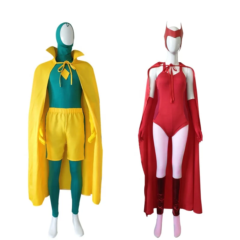 Halloween Cosplay Bodysuit Zentai TV Superhero Costume Wanda Scarlet Vision Sets with Cloak and Face Covering
Halloween Cosplay Bodysuit Zentai TV Superhero Costume Wanda Scarlet Vision Sets with Cloak and Face Covering