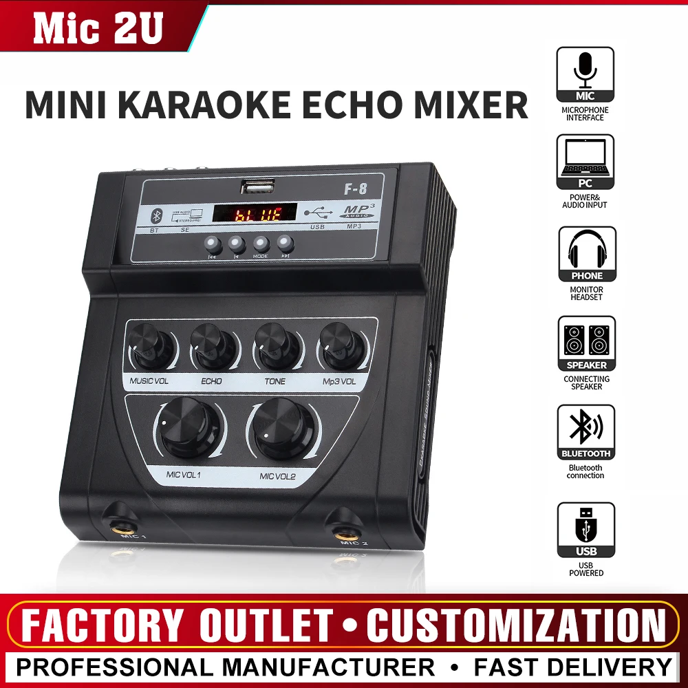 Audio Mixer Sound Card Mini Karaoke Microphone Stereo Echo Mixer Support Record Sound Mixing Console USB MP3 Playback Household
Audio Mixer Sound Card Mini Karaoke Microphone Stereo Echo Mixer Support Record Sound Mixing Console USB MP3 Playback Household
