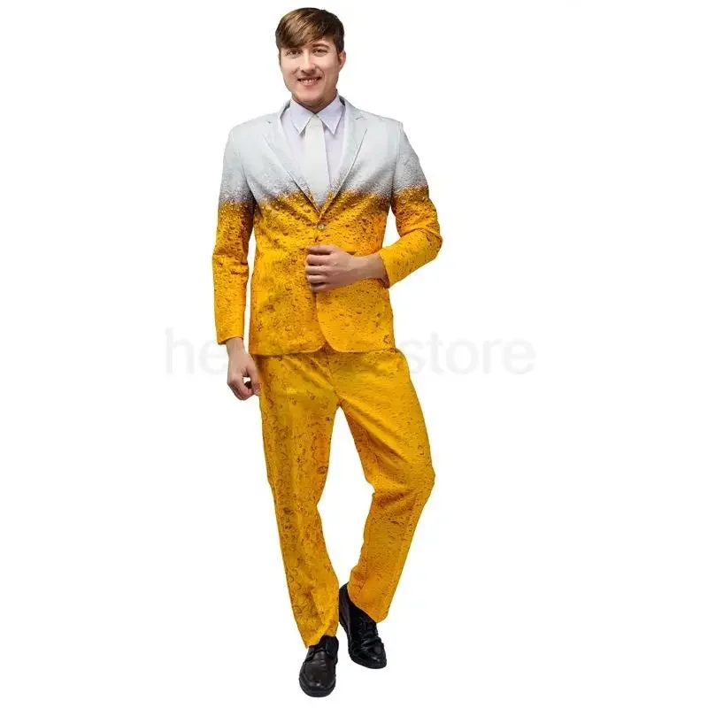 

Men's Oktoberfest Suit Costume Bavarian Beer Cosplay Dress Up Adult Suit Clothes Role Play Yellow Beer Party Fantasia Costumes