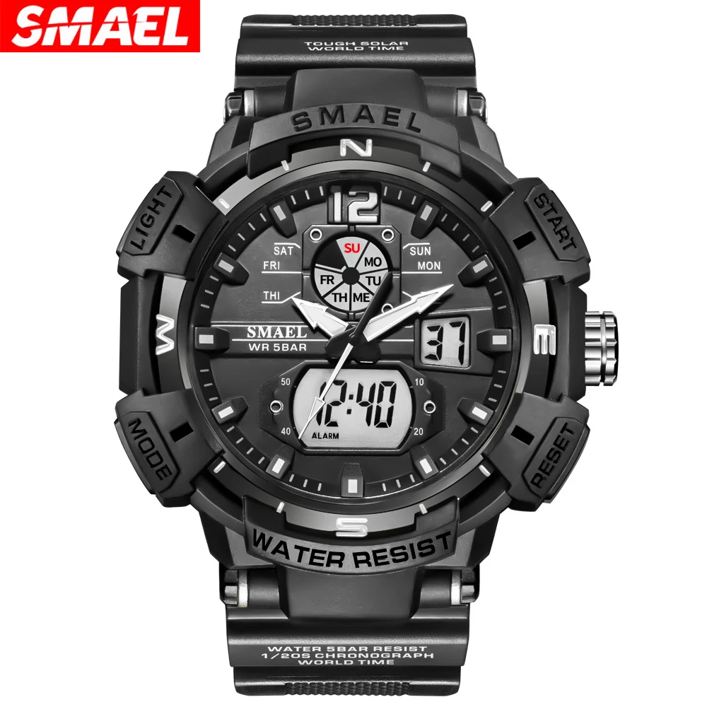 

SMAEL Display Electronic Quartz Watch 8045 Cool Shockproof Electronic Watch Multi functional Waterproof Sports Dual