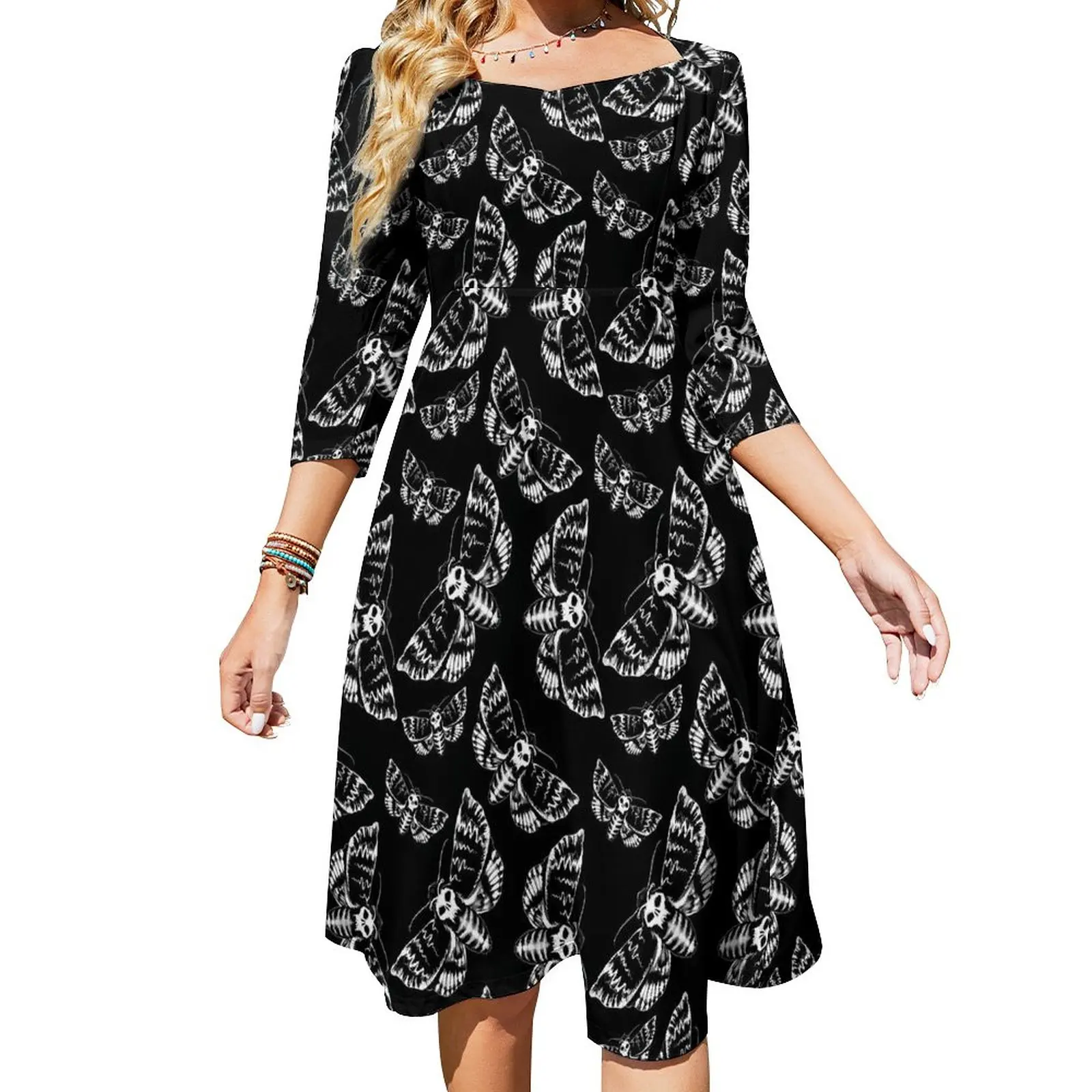 Gothic Print Casual Dress White Death Head Moth Beach Dresses Summer Sexy Square Collar Street Wear Design Dress Big Size
Gothic Print Casual Dress White Death Head Moth Beach Dresses Summer Sexy Square Collar Street Wear Design Dress Big Size