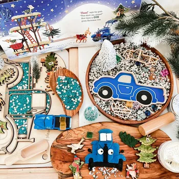 크리스마스 블루 자동차 확장 컬러 클레이 커팅 몰드, IKEA 보드, 남녀공용 범용 퍼즐 자동차 팬 필수