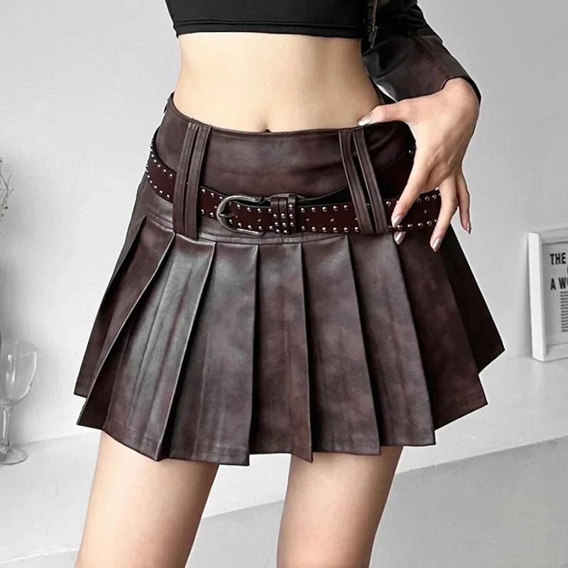 Women Leather Skirt Mini High Waist Pleated Skirt A Line Skirts Brown Pleated A-line PU Out fit Streetwear Harajuku
Women Leather Skirt Mini High Waist Pleated Skirt A Line Skirts Brown Pleated A-line PU Out fit Streetwear Harajuku