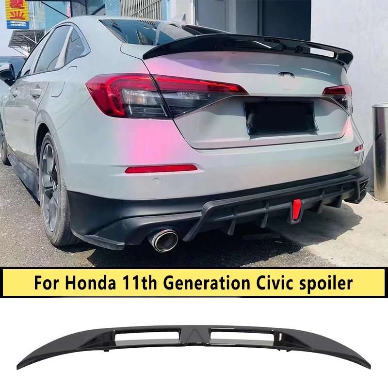 

For 2022-2024 Honda Civic 11th High Quality ABS Material Carbon fiber pattern Rear Trunk Lip Sports version Spoiler Accessories