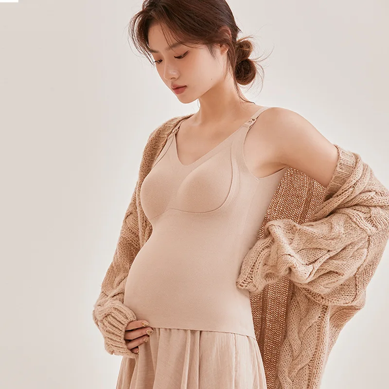 

24-35Y Summer Solid Clolor Sleeveless Nursing Clothes Women Pregnant Tank Top Plus Size Maternity Clothing Breastfeeding Vest
