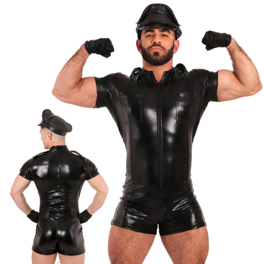 Sexy Man Leather Body Shaper Black Cosplay Police Suit Lingerie Hat Gloves Set Erotic Gay Sissy Adult Zipper Bodysuit PU Latex
Sexy Man Leather Body Shaper Black Cosplay Police Suit Lingerie Hat Gloves Set Erotic Gay Sissy Adult Zipper Bodysuit PU Latex