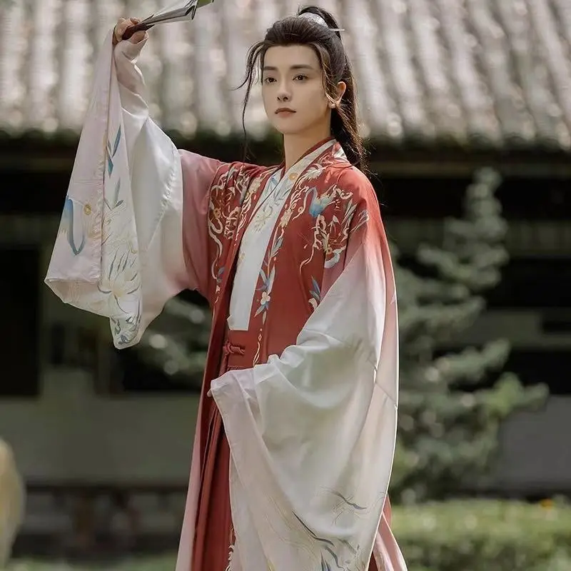 Male Hanfu printed big sleeve Qin and Han system fringe long dress daily performance costum class Chines traditional dress
Male Hanfu printed big sleeve Qin and Han system fringe long dress daily performance costum class Chines traditional dress