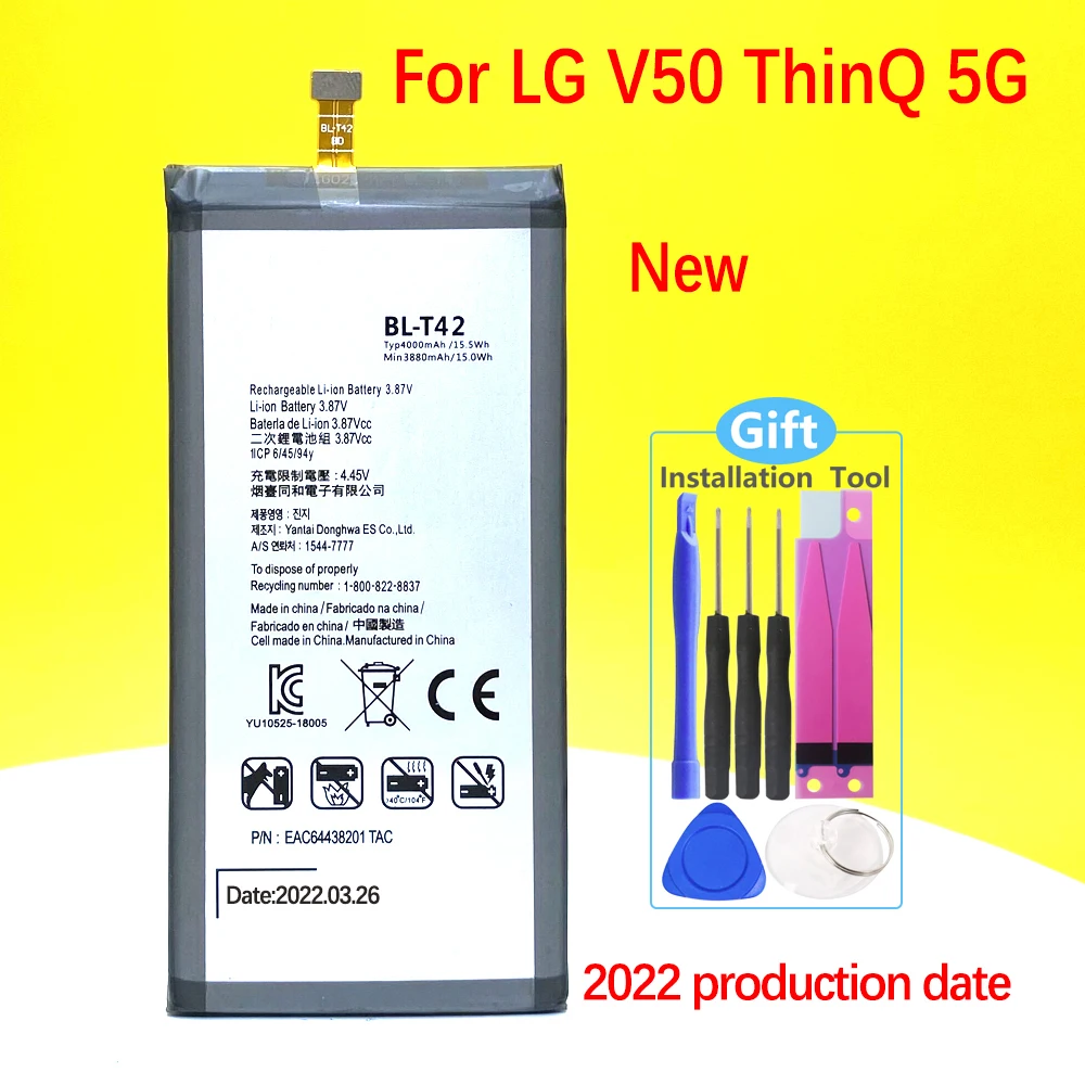 

New BL-T42 Phone Battery For LG V50 ThinQ 5G V50ThinQ BL T42 LM-V500 V500N V500EM V500XM With Tools + Tracking Number