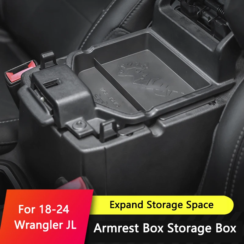 

QHCP ящик для хранения в подлокотнике автомобиля Органайзер контейнер Центральная консоль подлокотник поддон для Jeep Wranlger JL 4XE 18-24 аксессуары