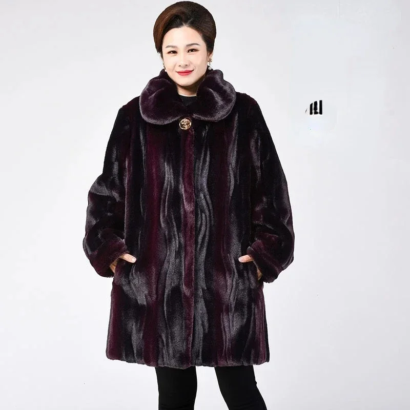 

6XL Large Women Fashion Fur Coat 2024 Winter New Faux Fox Long Section Warm Casual Mink