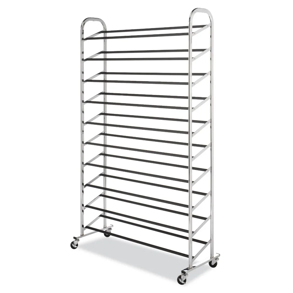 

Whitmor 50-Pair 10-Tier Metal Shoe Tower with Wheels Chrome