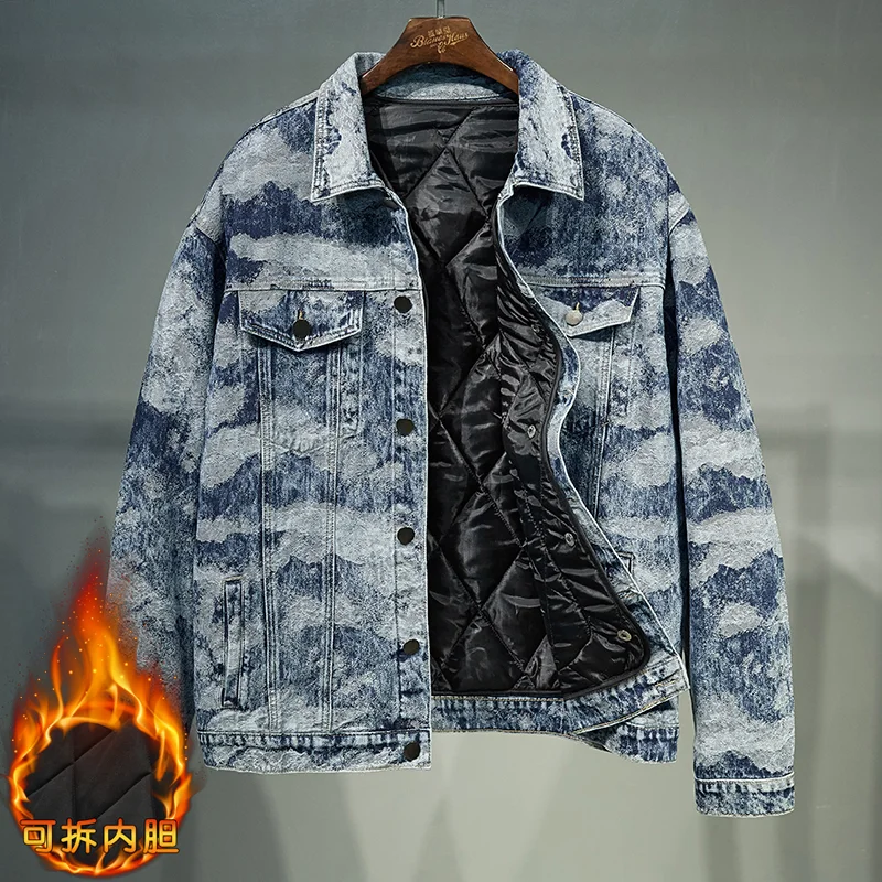 

Plus Size 5xl 6xl 7xl 8xl Men's Thick（Winter) Denim Jacket 2023 New Thicken Warm Fashion Korean Casual Jean Coat Brand Clothing