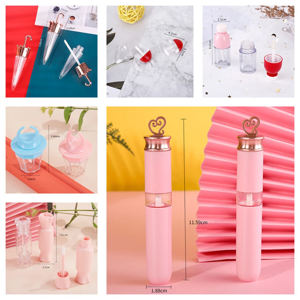 

Transparency Multiple Types Gradual Pink Bottle Shape Rhombic Gloss Tube Private Label Lipgloss Empty Tubes Custom Bulk Makeup