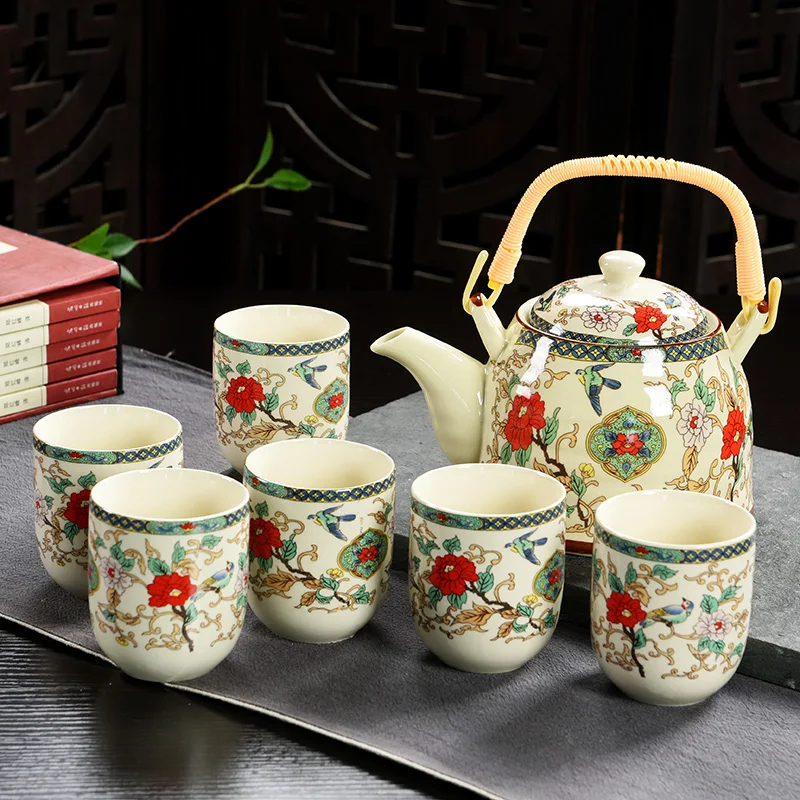 

European English Porcelain Accessories Tea Set Kettle Vintage Cute Tea Set Afternoon Pair Ceremony Teteras Drinkware AB50TS