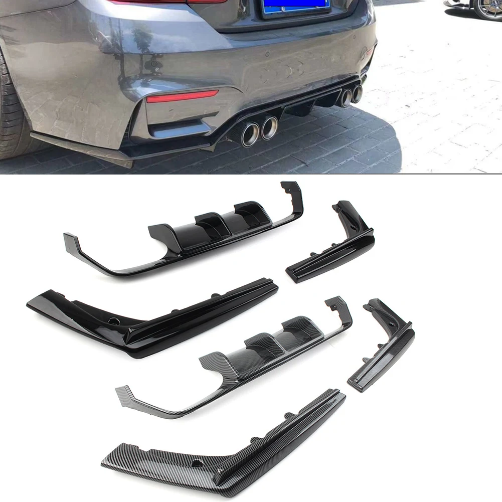 

3Pcs Car Rear Bumper Diffuser Spoiler Lip Body Kit For BMW F80 M3 F82 F83 M4 2015 2016 2017 2018 2019 2020 Glossy Black/Carbon