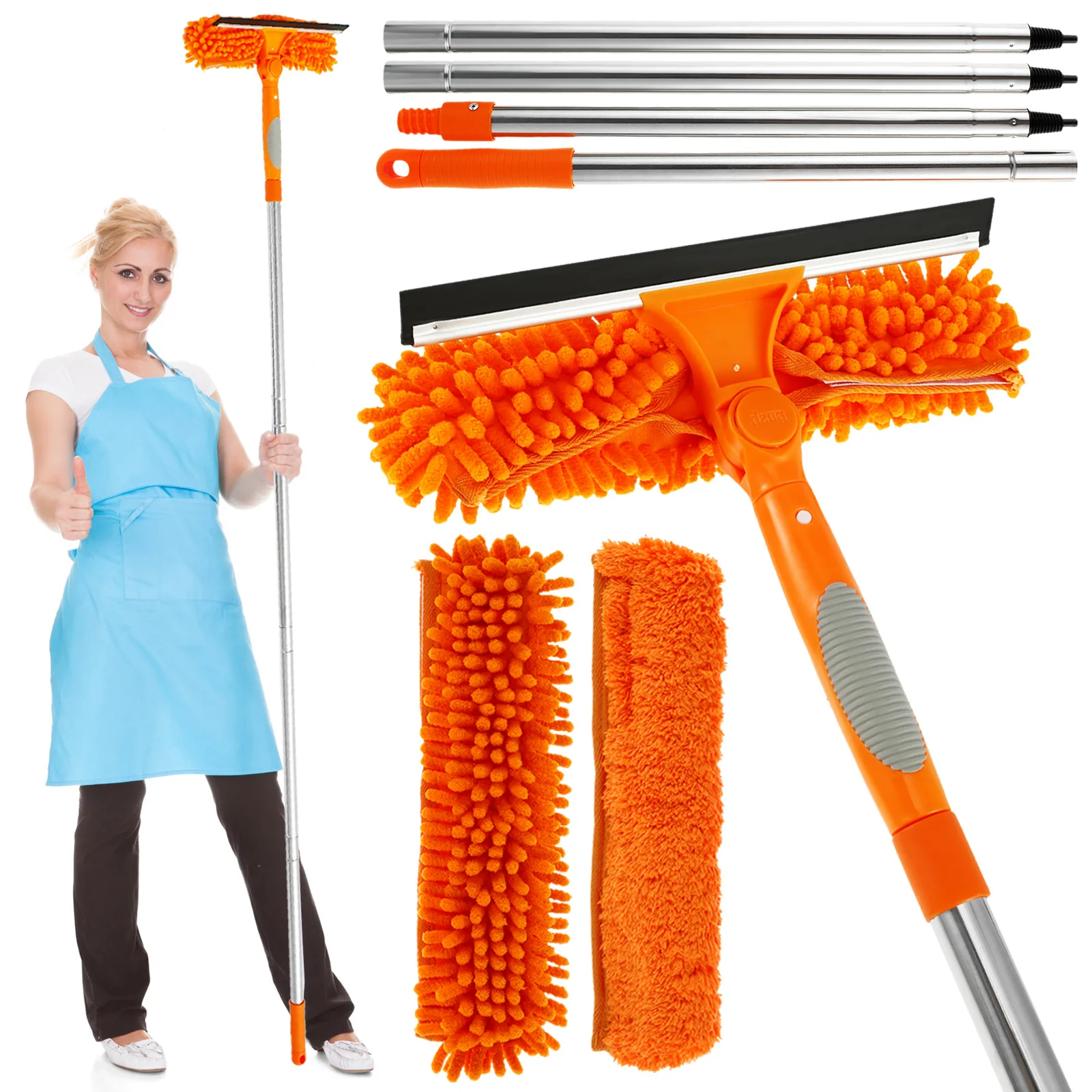 Window Cleaning Squeegee Kit with 2 Cleaning Pad Squeegee Window Cleaner with 74.8in Extension Handle Portable Window Washer
Window Cleaning Squeegee Kit with 2 Cleaning Pad Squeegee Window Cleaner with 74.8in Extension Handle Portable Window Washer