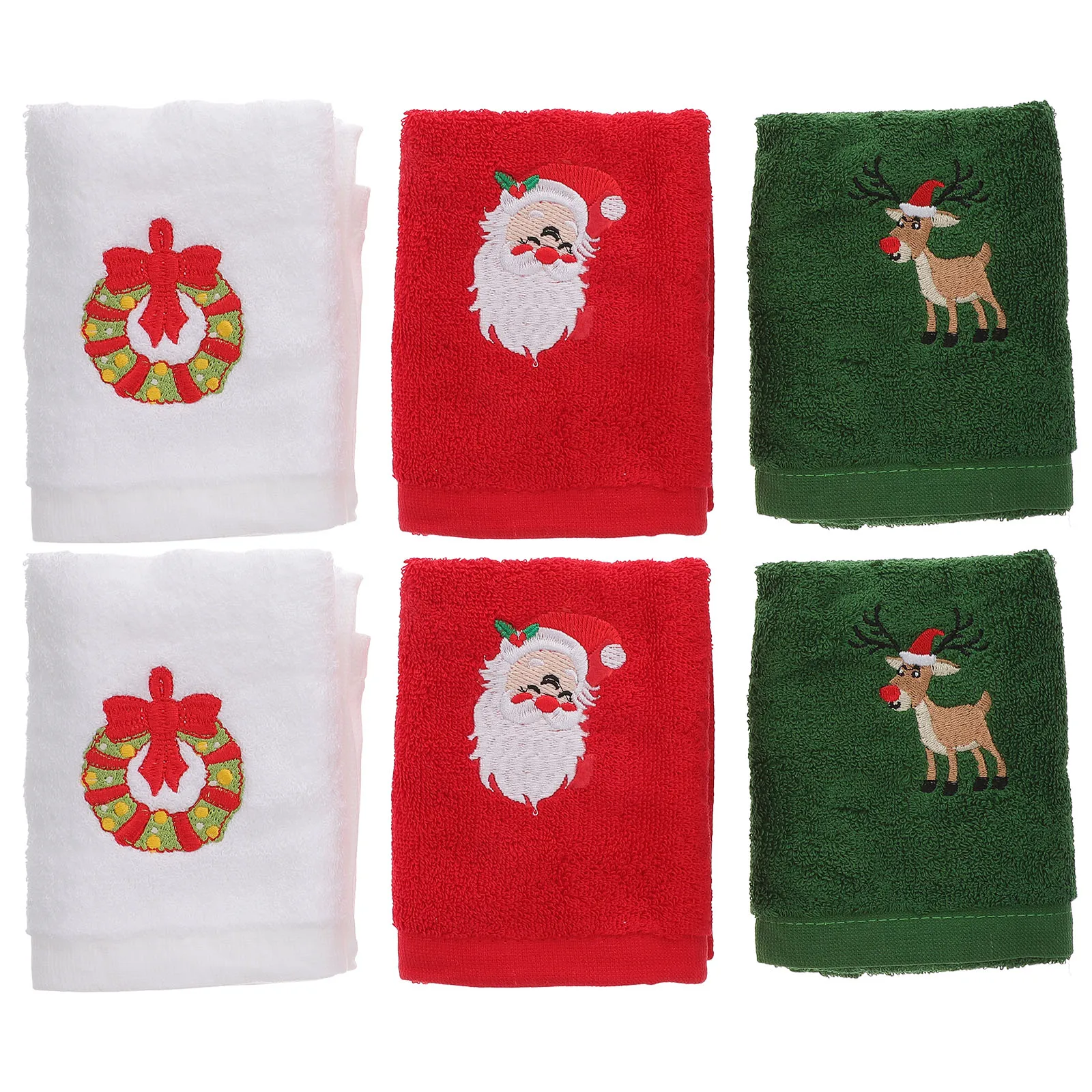

6pcs Christmas Themed Towels Face Cleaning Towels Face Cleasning Cotton Towels Christmas Elements Design Supply (Assorted Color)