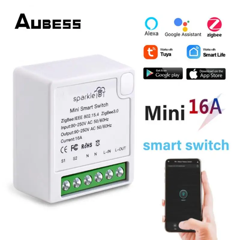 Мини-переключатель 16 А Tuya Zigbee 3,0 с поддержкой 2-стороннего управления, автоматизация умного дома, работа с Smart Life, Alexa Home Alice
Мини-переключатель 16 А Tuya Zigbee 3,0 с поддержкой 2-стороннего управления, автоматизация умного дома, работа с Smart Life, Alexa Home Alice