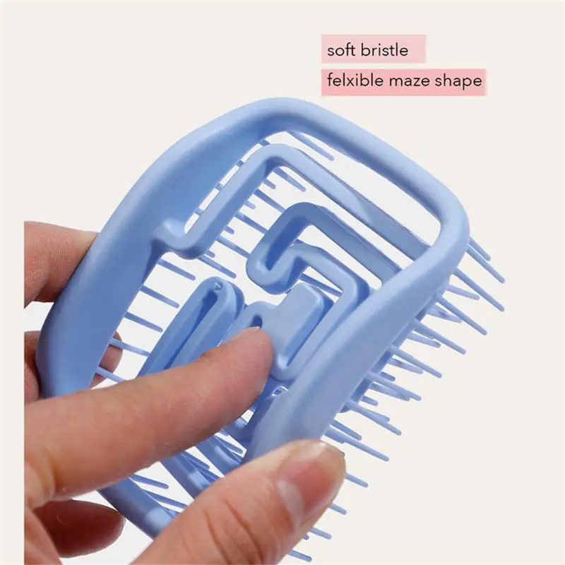 

Comb Blue Not Easy To Crack Strong Resilience Choose High-quality Silicone Round Comb Head Massager Hollow Comb Purple Hair Comb