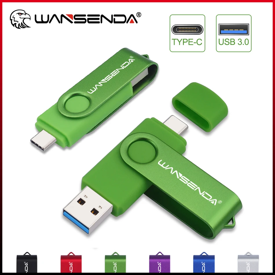 

WANSENDA TYPE C USB Flash Drive 128GB High Speed USB 3.0 Pen Drive 64GB 32GB 16GB Pendrive 256GB 512GB Dual Port Memory Stick