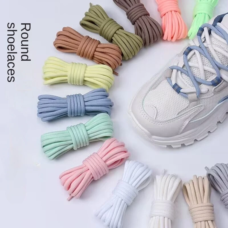 

1Pair Solid Color Round Shoelaces Sports Shoe Laces Sneaker Boot Braid Shoestring Polyester Shoelace Adult Kids Shoe Accessories